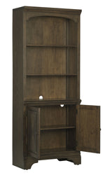 Hartshill Burnished Oak Wood Bookcase with Door Cabinet