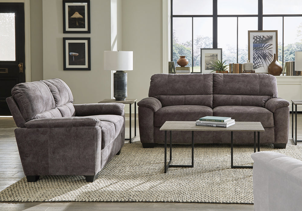 Hartsook 2-Pc Charcoal Grey Velvet Sofa Set