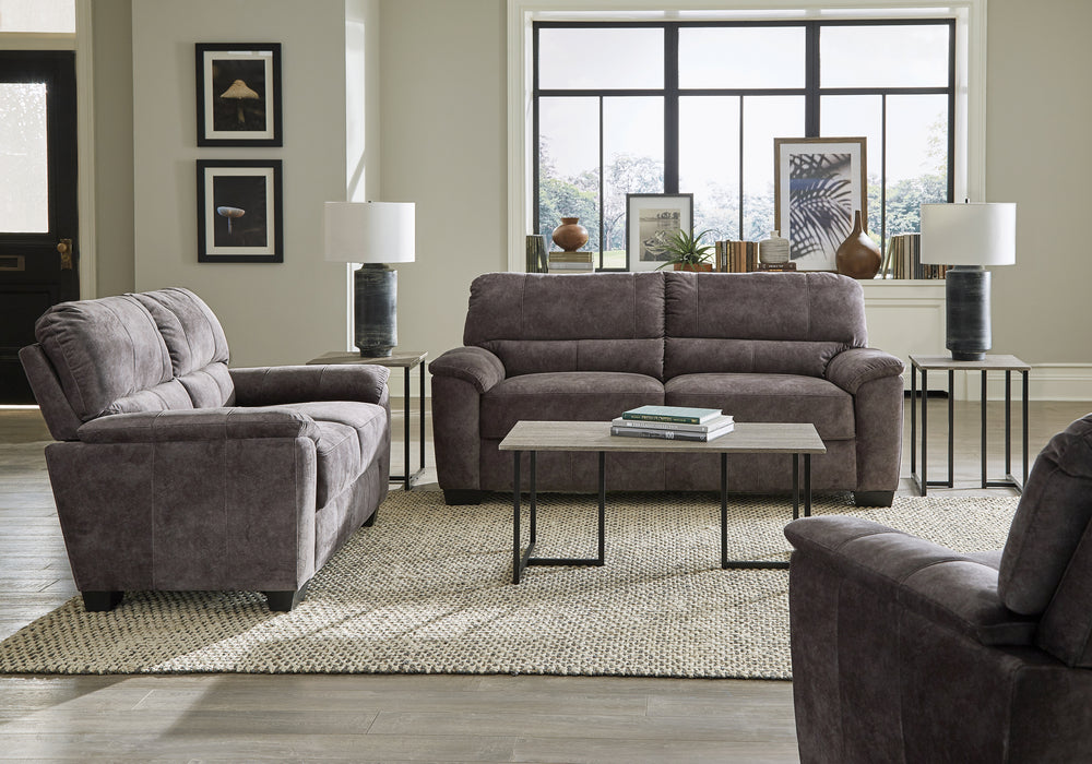 Hartsook 3-Pc Charcoal Grey Velvet Sofa Set