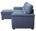 Haruko 2-Pc Blue Fabric Reversible Sectional Sofa with Sleeper