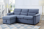 Haruko 2-Pc Blue Fabric Reversible Sectional Sofa with Sleeper