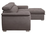 Haruko 2-Pc Light Brown Fabric RAF Sectional Sofa with Sleeper