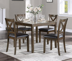 Hazel 5-Pc Charcoal Brown Wood/Dark Brown Dinette Set