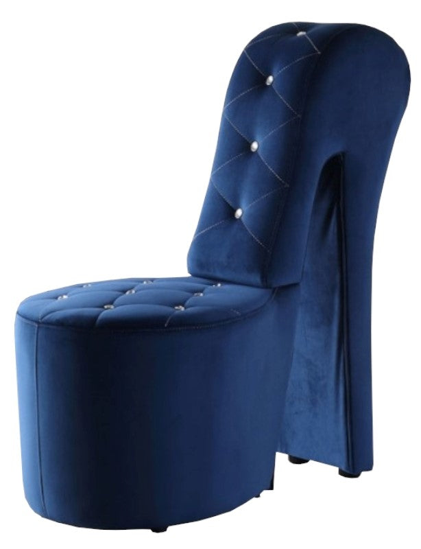 Heel Navy Velvet Accent Chair with Crystals