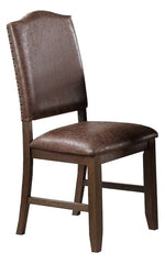 Hege 2 Brown Wood/Cushion Side Chairs with Nailhead Trim