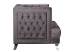 Hegio Gray Velvet Button Tufted Loveseat with 2 Pillows