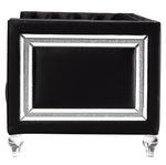 Heibero Black Velvet Tufted Chair with Mirrored Trim Accent