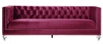 Heibero Burgundy Velvet Tufted Sofa (Oversized)