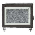 HeiberoII Gray Velvet Chair with Mirror & Faux Diamond Trim