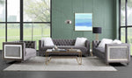 HeiberoII Gray Velvet Sofa with Faux Diamond Trim (Oversized)