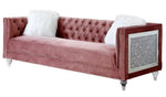 Heiberoll Pink Velvet Sofa with Faux Diamond Trim (Oversized)