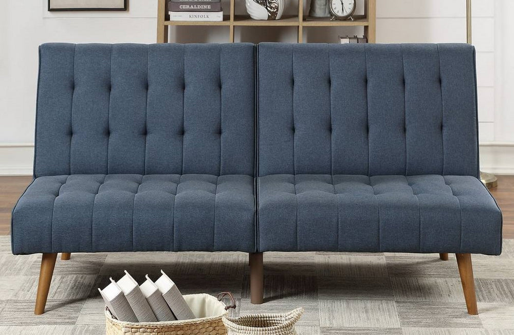 Heidi Navy Fabric Tufted Adjustable Sofa