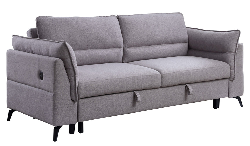 Helaine Gray Fabric Power Recliner Sofa with Sleeper