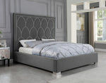 Helena Gray Velvet Fabric King Bed