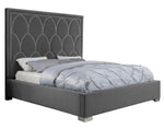 Helena Gray Velvet Fabric Queen Bed