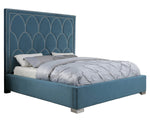 Helena Teal Blue Velvet Fabric Cal King Bed