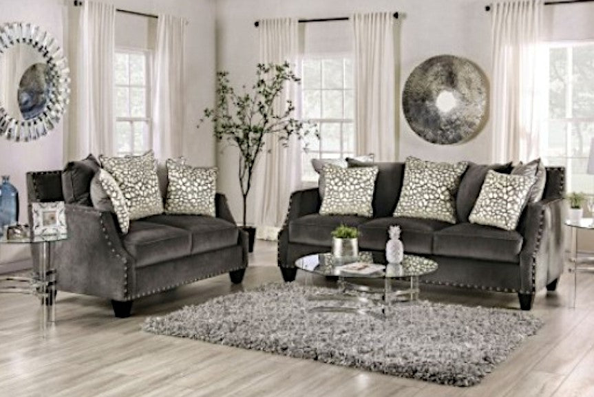 Hendon Gray Chenille Sofa with Sloped Arms