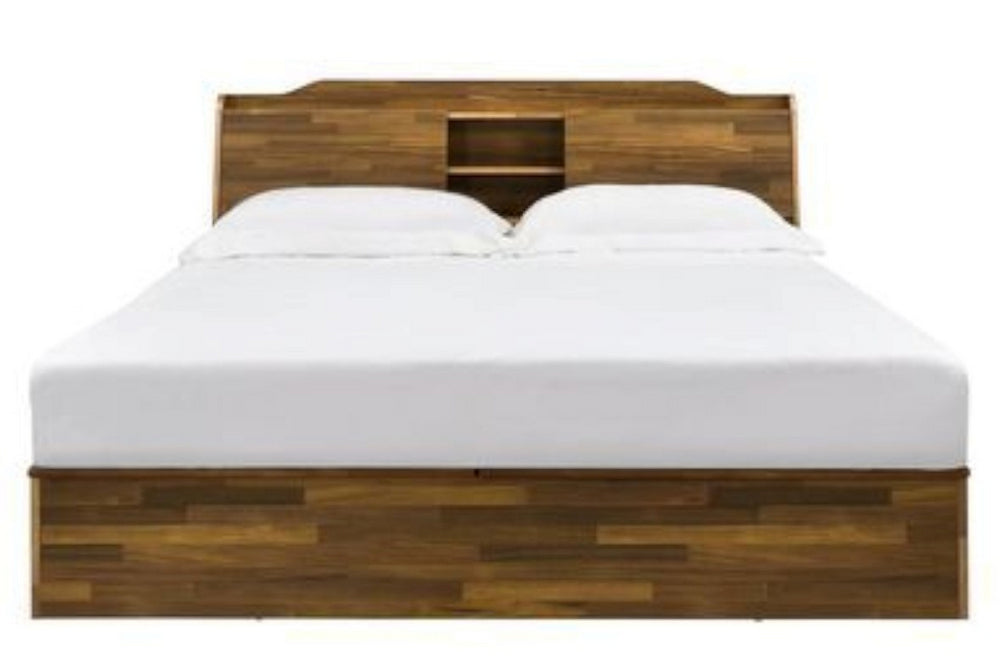 Hestia Walnut Wood Queen Bed with Storage