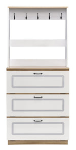 Hewett Light Oak/White Wood 3-Drawer Hall Tree