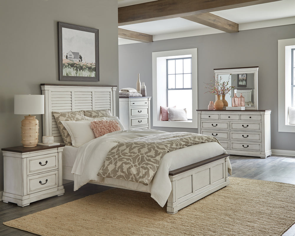 Hillcrest 5-Pc Dark Rum/White Wood King Bedroom Set