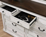 Hillcrest Dark Rum/White Wood 9-Drawer Dresser