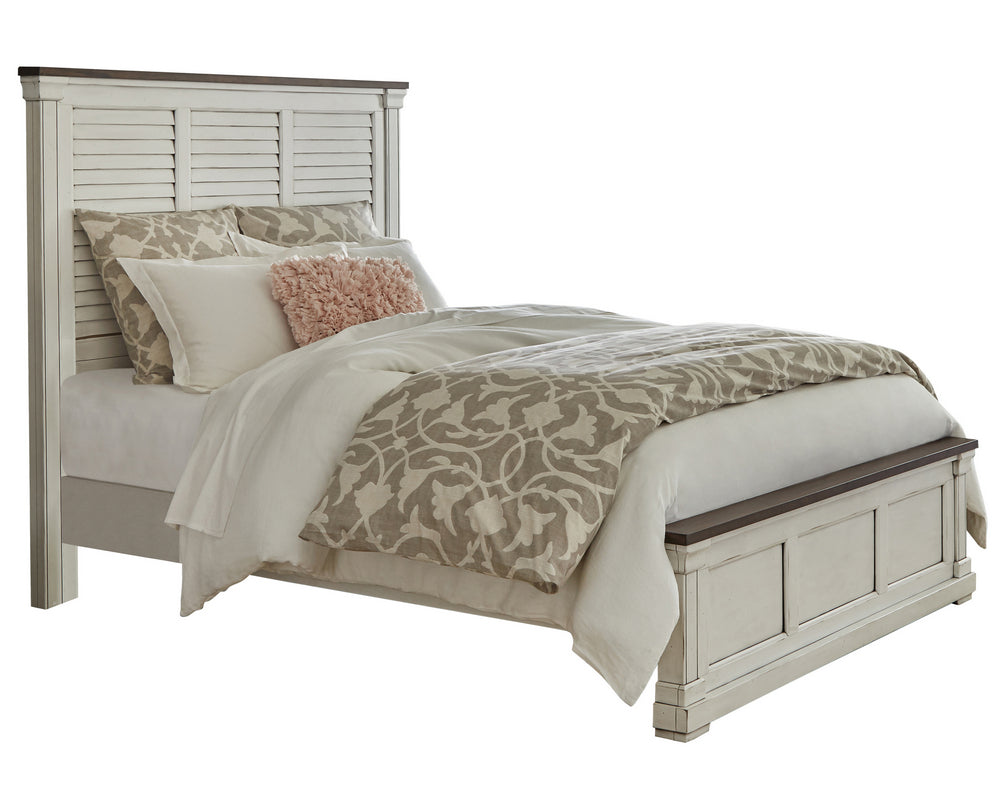 Hillcrest Dark Rum/White Wood King Panel Bed