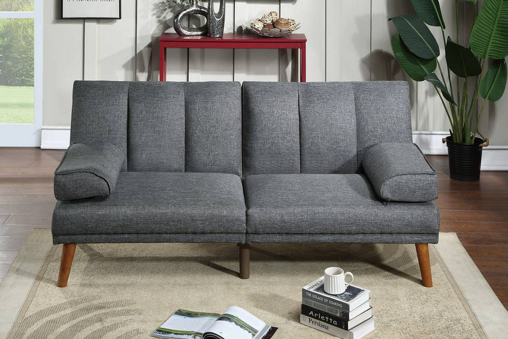 Himani Blue Grey Linen-Like Fabric Adjustable Sofa