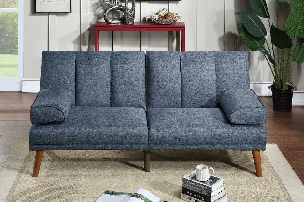 Himani Navy Linen-Like Fabric Adjustable Sofa