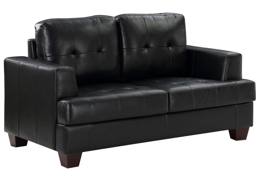 Hinsall Black Premium Faux Leather Tufted Loveseat