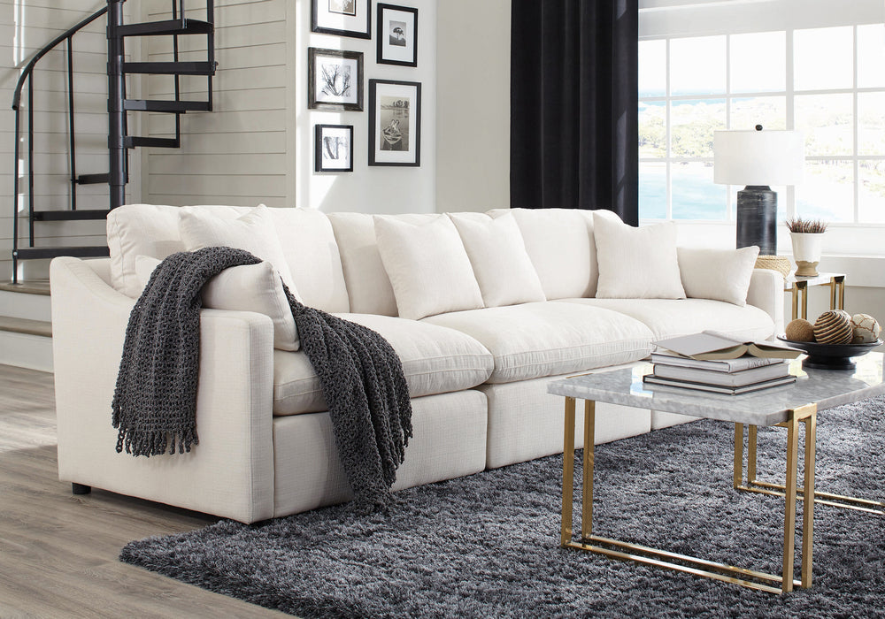 Hobson 3-Pc Off White Linen-Like Fabric Modular Sofa