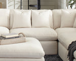 Hobson 5-Pc Off White Fabric Modular Sectional with Ottoman