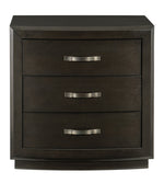 Hodgin Dark Charcoal Wood 3-Drawer Nightstand