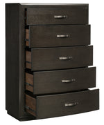 Hodgin Dark Charcoal Wood 5-Drawer Chest