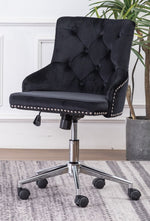 Hodiyah Black Velvet Fabric Office Chair