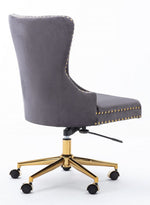 Hodiyah Dark Gray Velvet/Gold Office Chair
