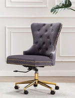 Hodiyah Dark Gray Velvet/Gold Office Chair