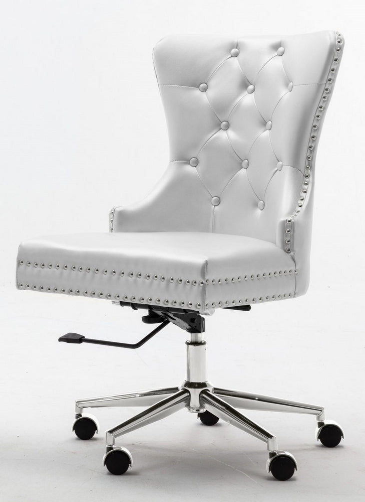 Hodiyah White Faux Leather Office Chair