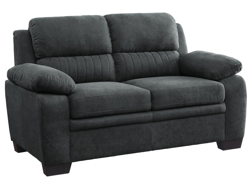 Holleman Dark Gray Textured Fabric Loveseat