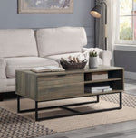 Homare Rustic Oak Wood Coffee Table with 2 Open Shelves