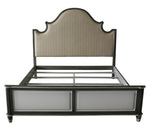 House Beatrice Charcoal Wood Queen Bed with Fabric Headboard