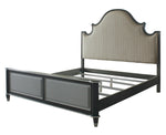 House Beatrice Charcoal Wood Queen Bed with Fabric Headboard