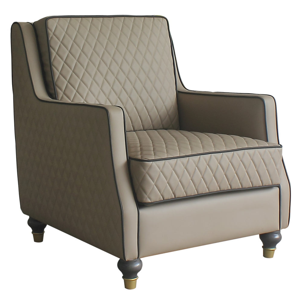 House Marchese Tan PU Leather Chair with Diamond Grid Pattern