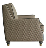 House Marchese Tan PU Leather Chair with Diamond Grid Pattern