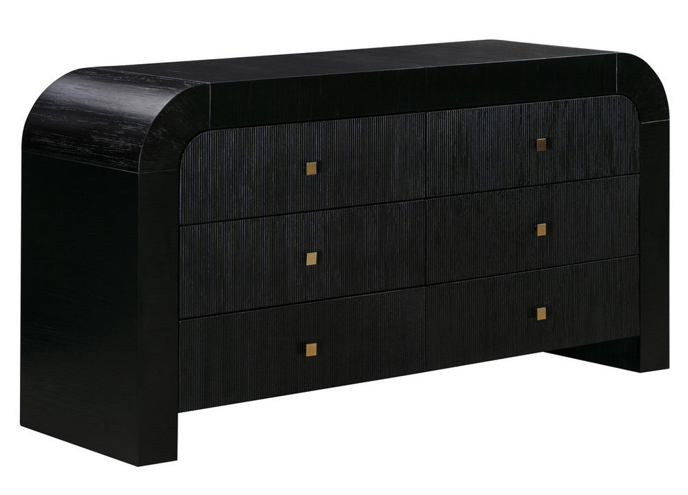 Hump Modern Black Wood 6-Drawer Dresser