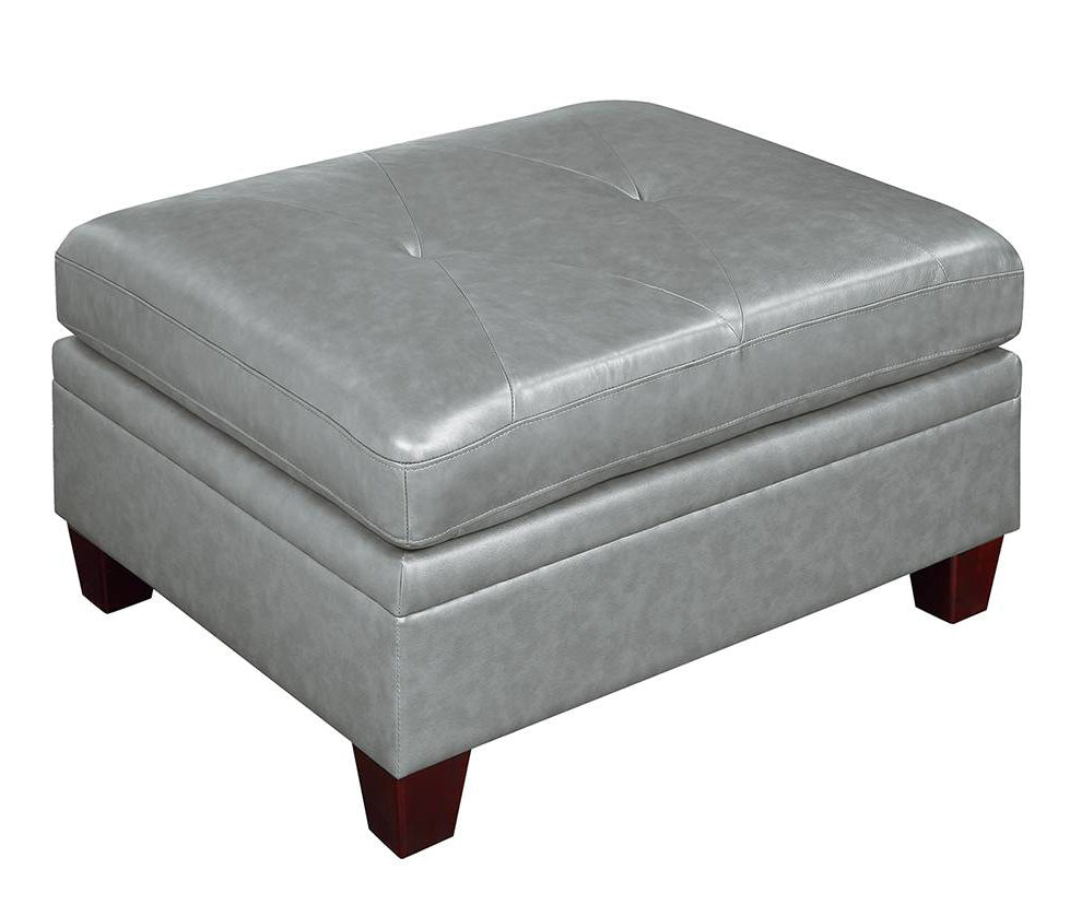 Iditri Grey Leather Modular Sectional with Ottomans