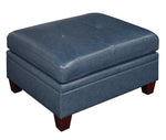 Iditri Ink Blue Leather Modular Sectional with Ottoman