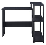 Ievi Black Wood/Metal Office Desk with Side Shelf