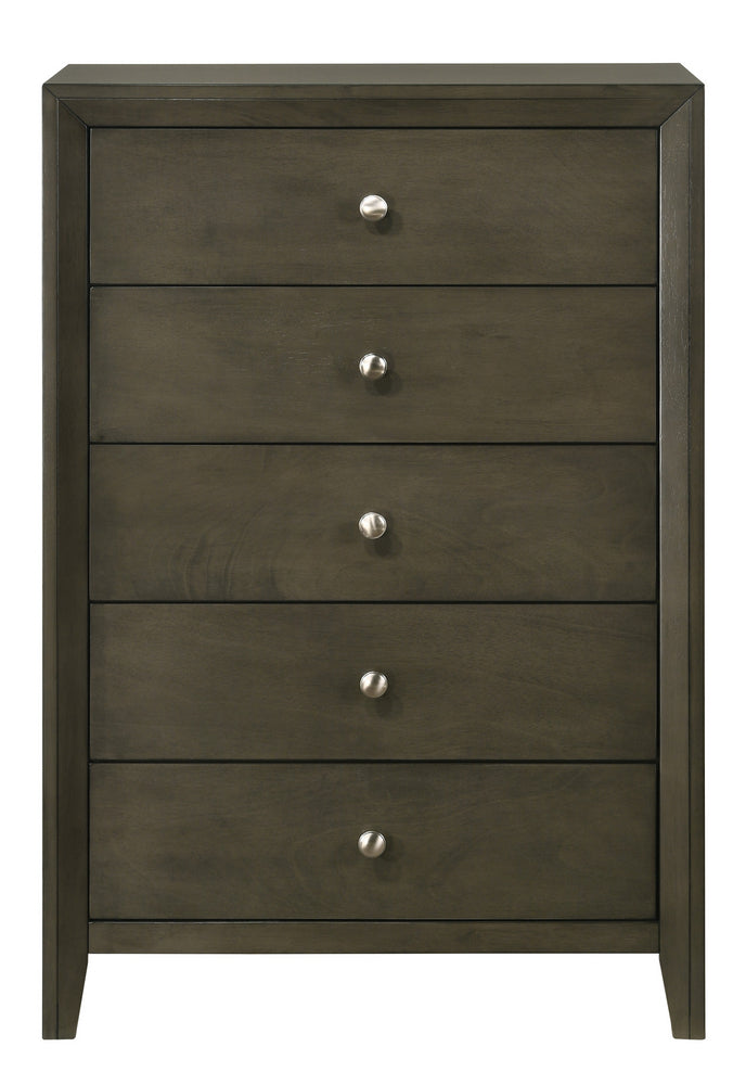 Ilana Gray Wood 5-Drawer Chest