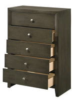 Ilana Gray Wood 5-Drawer Chest