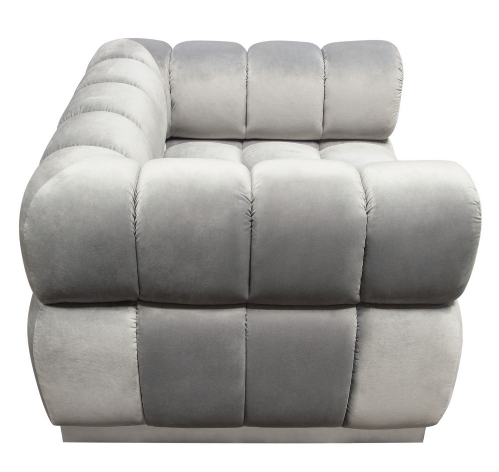 Image Platinum Grey Velvet Tufted Cube Accent Chair